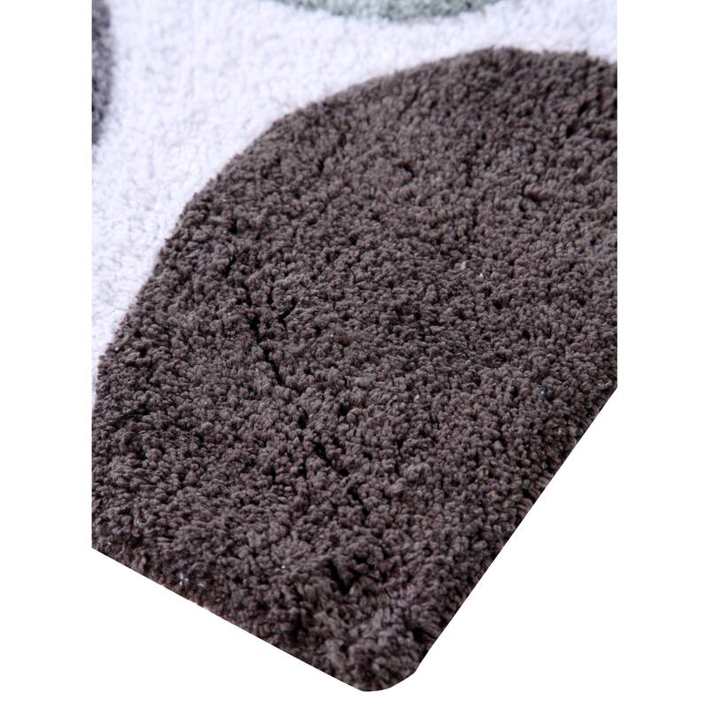 Bath Rug Cotton Non-Skid Backing Multicolor Pebble Stone