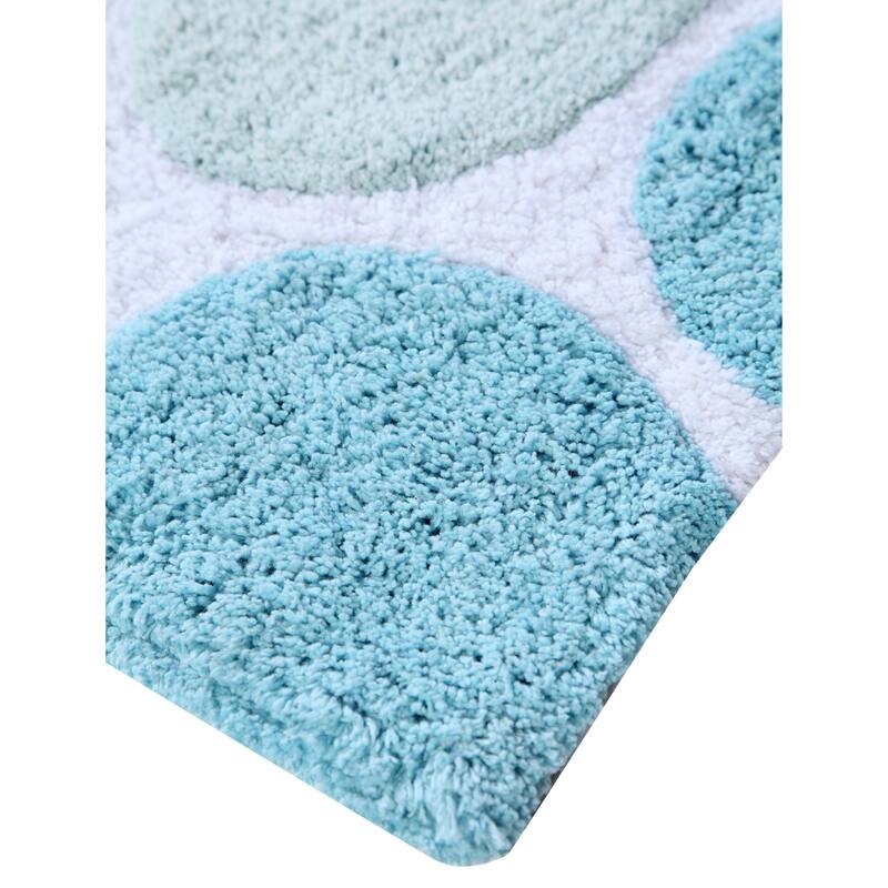 Bath Rug Cotton Non-Skid Backing Multicolor Pebble Stone - 30 x 50 - Blue/White