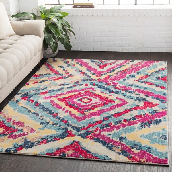 Alano Traditional Distressed Aqua Area Rug - 7'10" x 10'3"