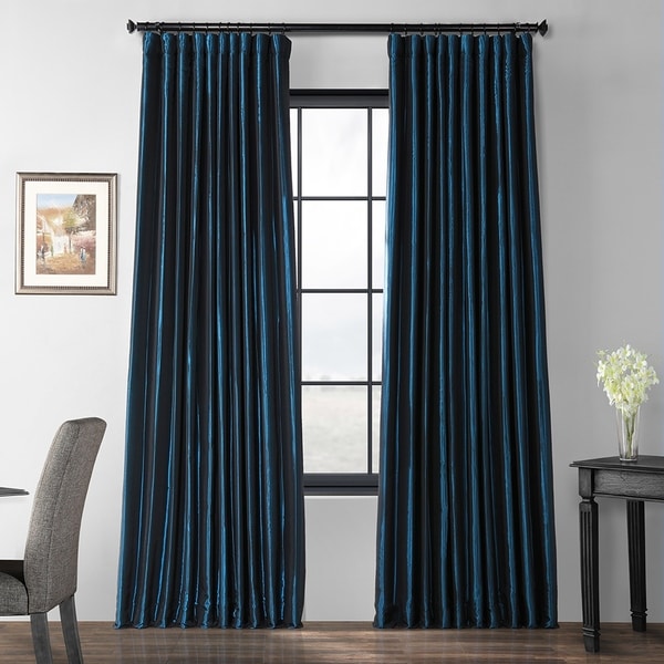Exclusive Fabrics Glossy Cobalt Blackout Extra Wide Faux Silk Taffeta Curtain