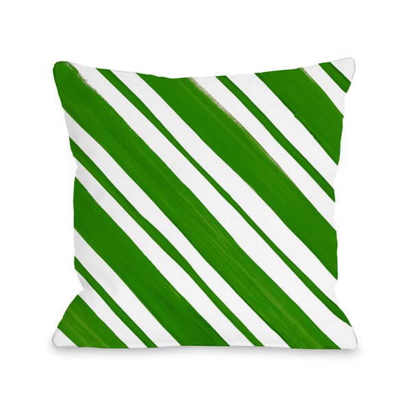 Candy Stripe - Green Throw 16 or 18 Inch Throw Pillow by Timree Gold. Opens flyout.