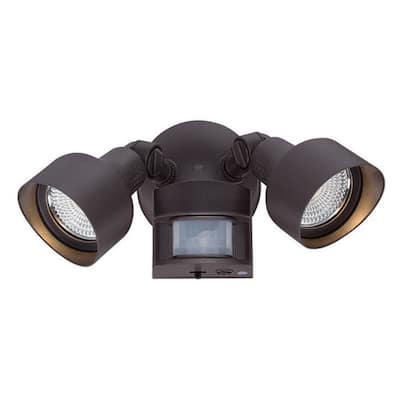 Motion Activated 2-Light Architectural Bronze Outdoor LED Light Fixture