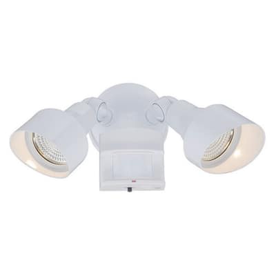 Motion Activated 2-Light White Outdoor LED Light Fixture