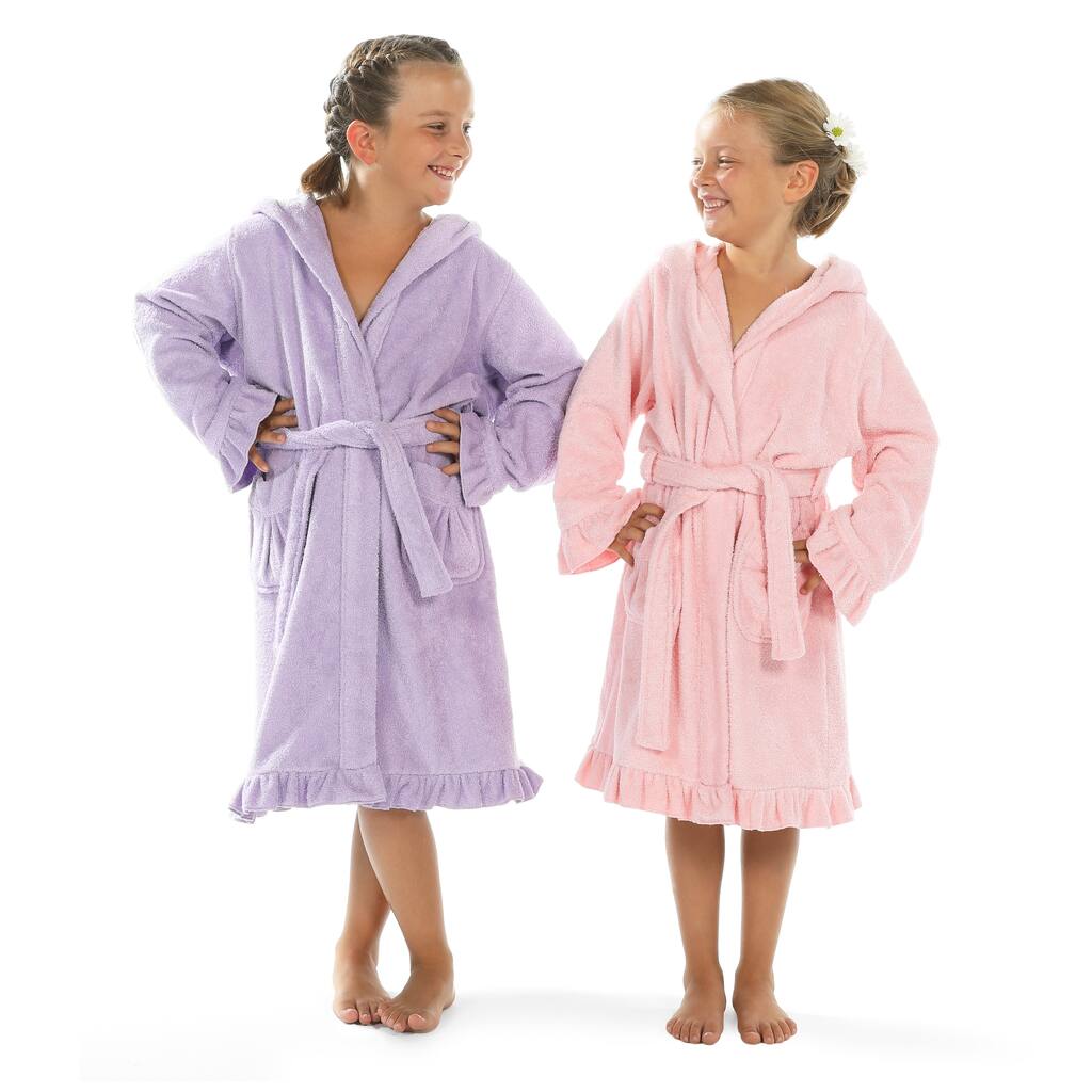 Sweet Kids Ruffled Turkish Cotton Hooded Terry Bathrobe
