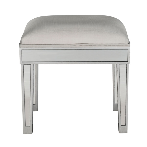 Dressing stool 18"Wx 14"D x 18"H in antique silver paint