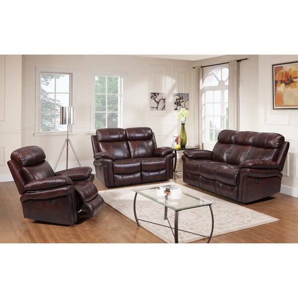 Shop Hudson Power Reclining Top Grain Leather Sofa Brown