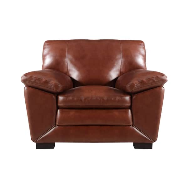Shop Micah Top Grain Italian Leather Club Chair Free Shipping