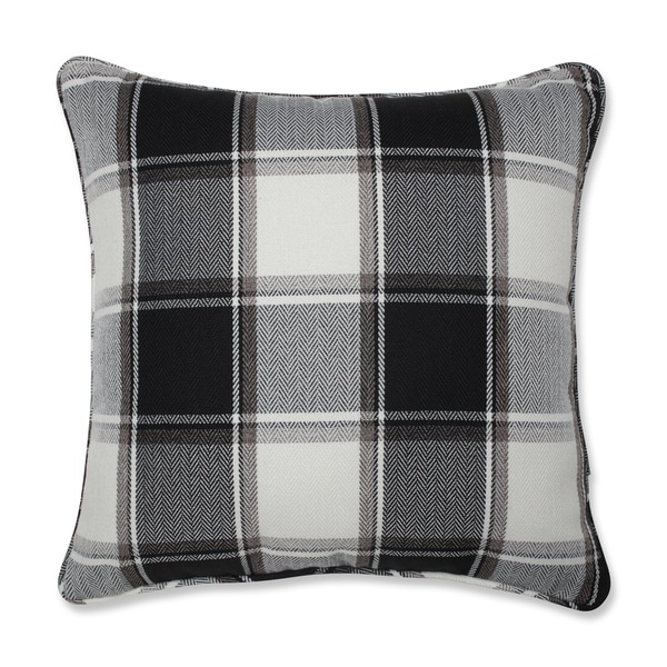 Pillow Perfect Herringbone Plaid Black 18-inch Throw Pillow