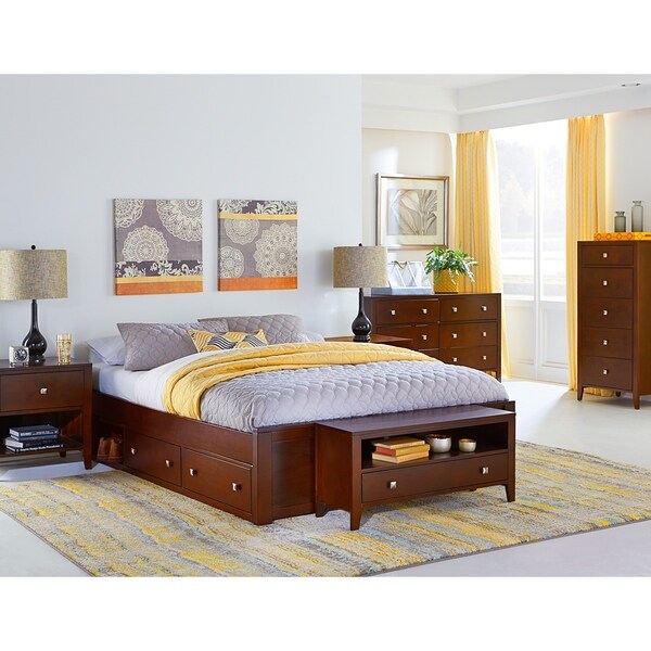 Hillsdale Pulse Queen Platform Bed with Storage ,Cherry