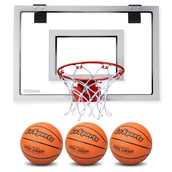 GoSports Basketball Door Hoop with 3 Premium Basketballs & Pump - PRO Size