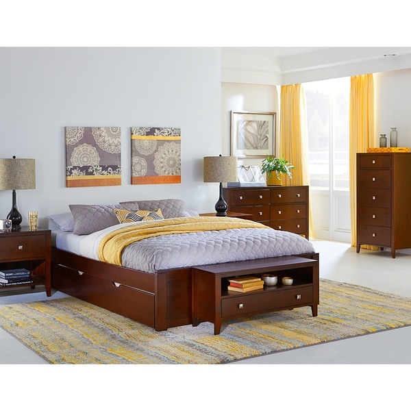 Hillsdale Pulse Queen Platform Bed with Trundle, Cherry