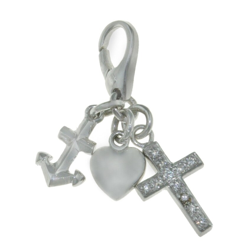Faith Hope Charity Charm Sterling Silver .925 Anchor Cross Heart Small Pendant