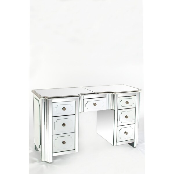 Hudson Mirrored Vanity Table Desk Free Shipping Today Hudson Mirrored Vanity Table Desk