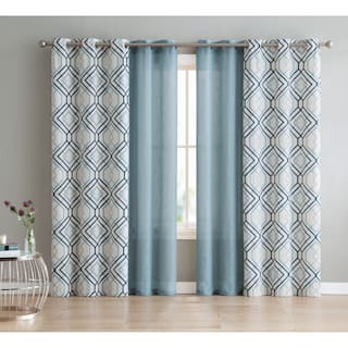 Blue Geometric Curtains Ds For Less Vcny Home Jackston 4 Pack Curtain Panel Set Option Blue 96 Inches