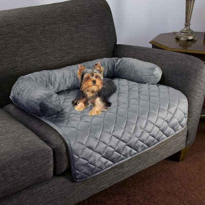 Furniture Protector Pet Cover with Shredded Memory Foam filled 3-Sided Bolster Pet Bed