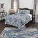 preview thumbnail 2 of 7, Maddux Place Blue Hand Quilted Cotton Reversible 3-Piece Quilt Set