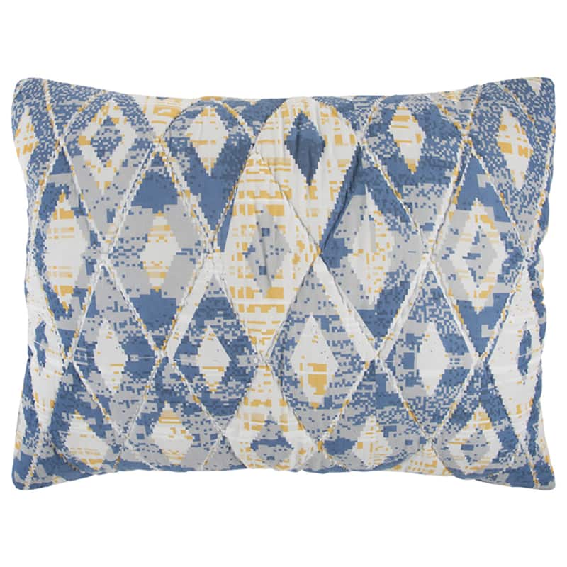 Maddux Place Blue Hand Quilted Cotton Reversible 3-Piece Quilt Set
