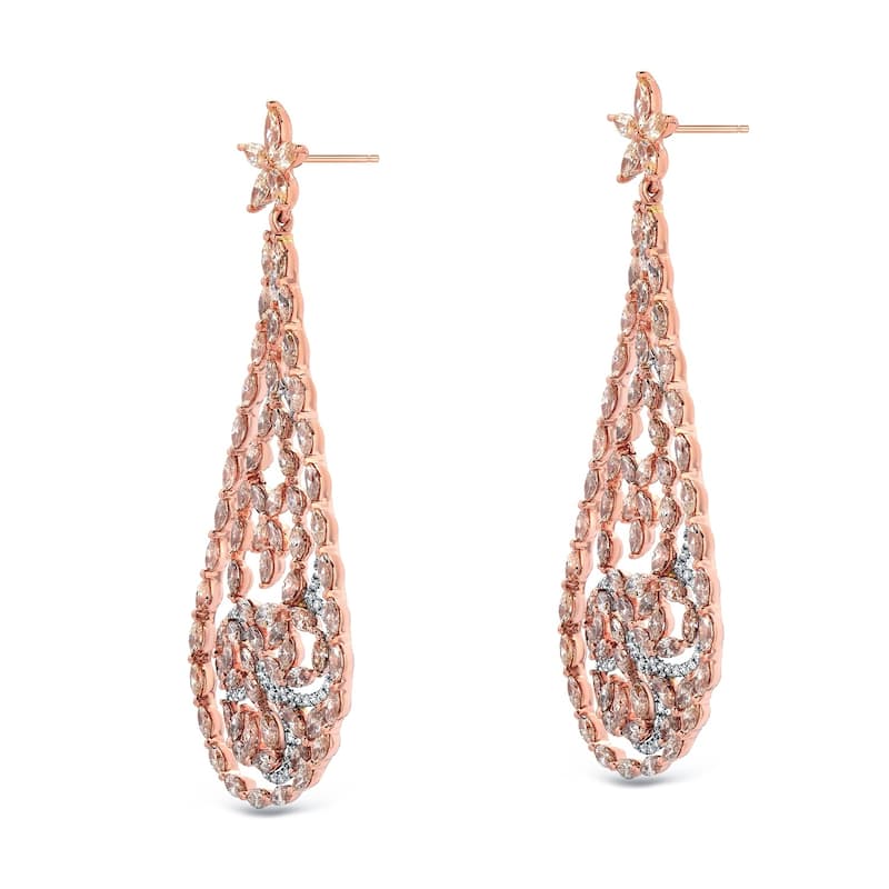 Auriya Unique 15 3/5ctw Fancy Diamond Dangle Earrings 14k Two-tone Gold (H-I, SI1-SI2)