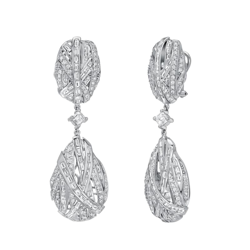Auriya Unique 7 1/2ct TW Pave Diamond Dangle Earrings 14k White Gold (H-I, SI1-SI2)
