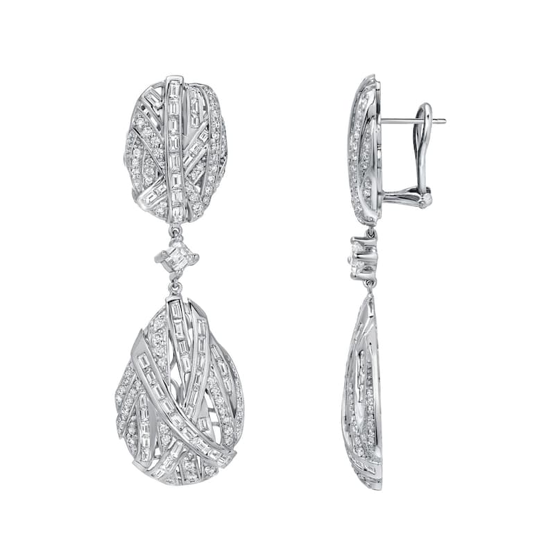 Auriya Unique 7 1/2ct TW Pave Diamond Dangle Earrings 14k White Gold (H-I, SI1-SI2)
