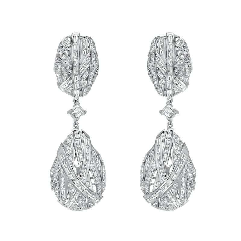 Auriya Unique 7 1/2ct TW Pave Diamond Dangle Earrings 14k White Gold (H-I, SI1-SI2)