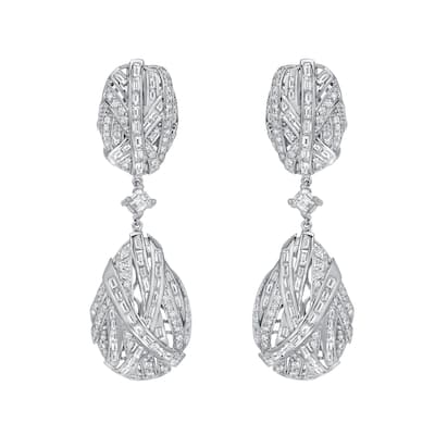 Auriya Unique 7 1/2ct TW Pave Diamond Dangle Earrings 14k White Gold (H-I, SI1-SI2)