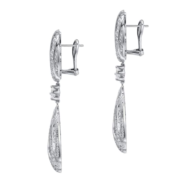 Auriya Unique 7 1/2ct TW Pave Diamond Dangle Earrings 14k White Gold (H-I, SI1-SI2)