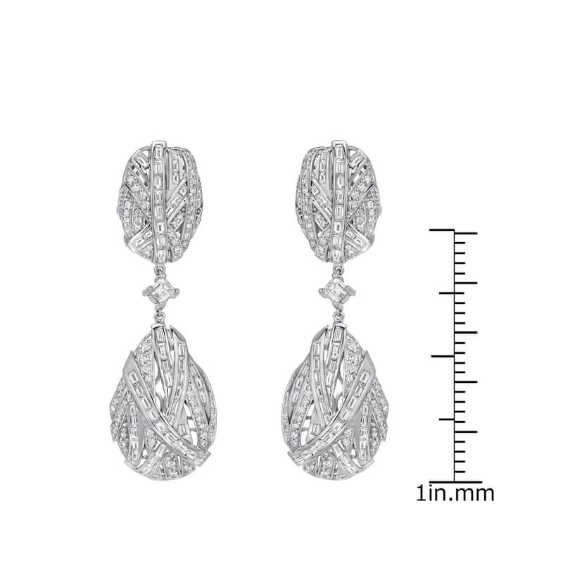 Auriya Unique 7 1/2ct TW Pave Diamond Dangle Earrings 14k White Gold (H-I, SI1-SI2)