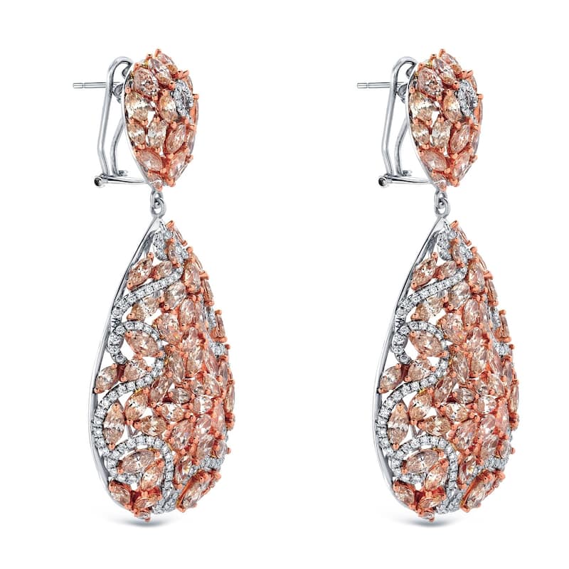 Auriya Unique 19.75 carat TW Fancy Diamond Dangle Earrings 14k Two-Tone Rose Gold (H-I, SI1-SI2)