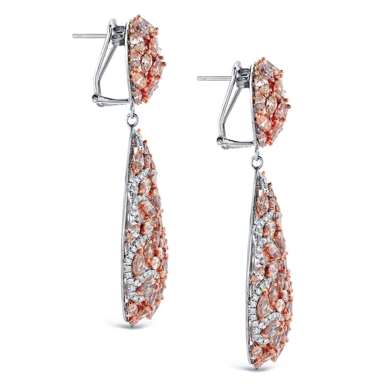 Auriya Unique 19.75 carat TW Fancy Diamond Dangle Earrings 14k Two-Tone Rose Gold (H-I, SI1-SI2)
