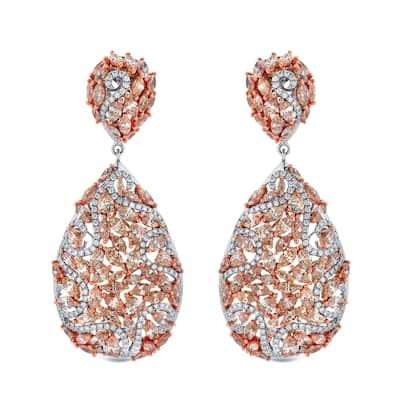 Auriya Unique 19.75 carat TW Fancy Diamond Dangle Earrings 14k Two-Tone Rose Gold (H-I, SI1-SI2)
