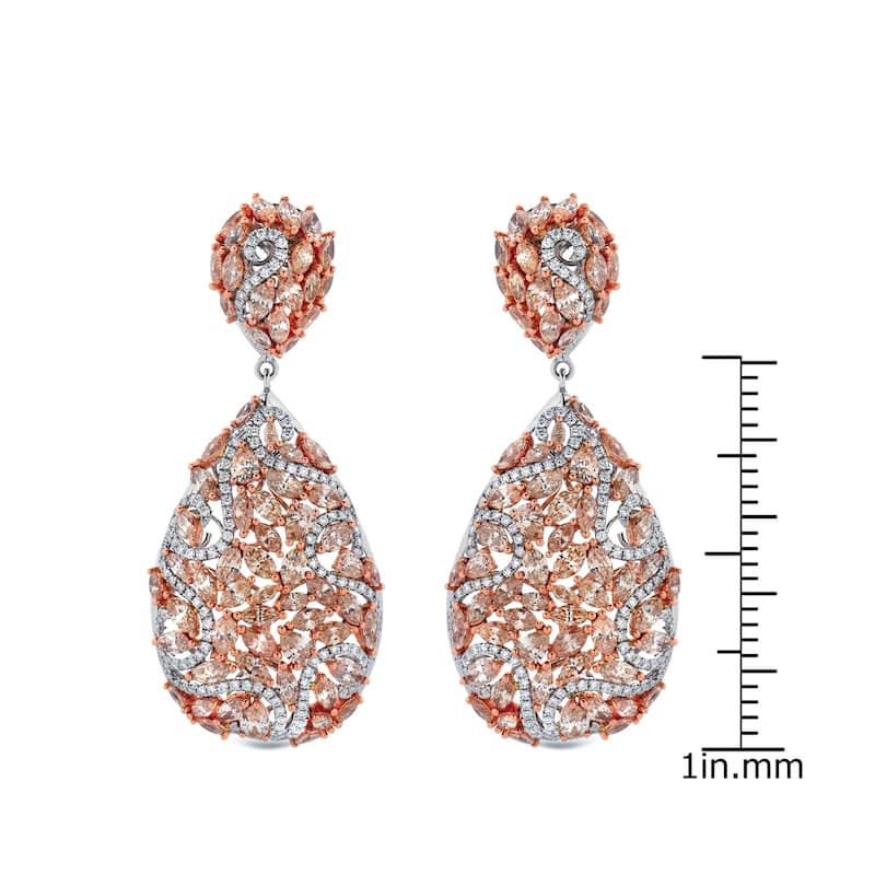 Auriya Unique 19.75 carat TW Fancy Diamond Dangle Earrings 14k Two-Tone Rose Gold (H-I, SI1-SI2)