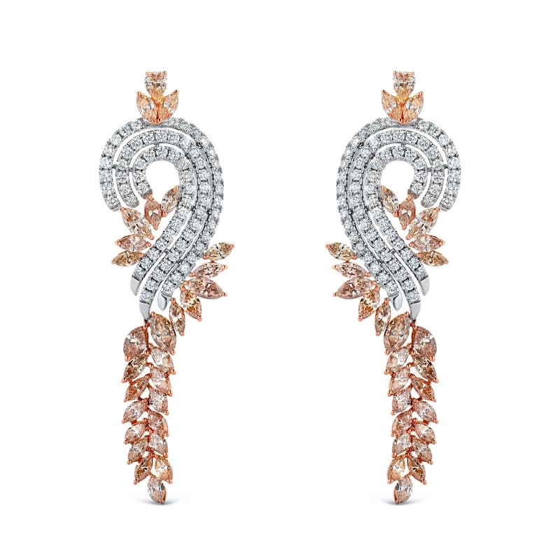 Auriya Unique 17 2/5ctw Diamond Dangle Earrings 14k Two-tone Gold (H-I, SI1-SI2)