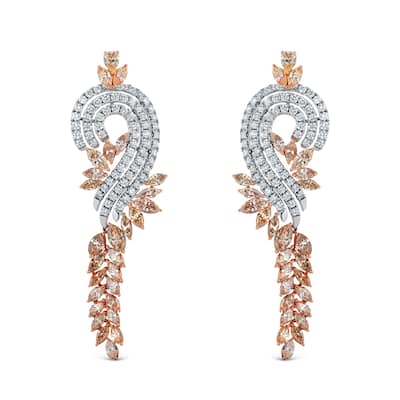 Auriya Unique 17 2/5ctw Diamond Dangle Earrings 14k Two-tone Gold (H-I, SI1-SI2)