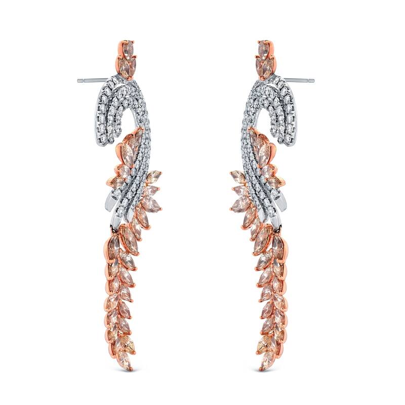 Auriya Unique 17 2/5ctw Diamond Dangle Earrings 14k Two-tone Gold (H-I, SI1-SI2)
