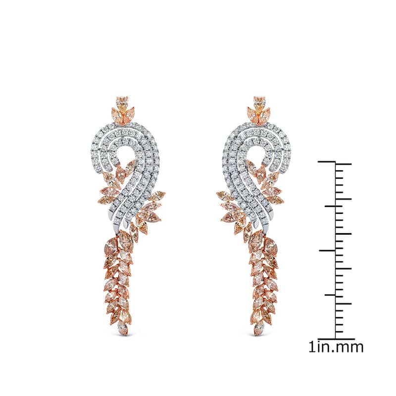 Auriya Unique 17 2/5ctw Diamond Dangle Earrings 14k Two-tone Gold (H-I, SI1-SI2)