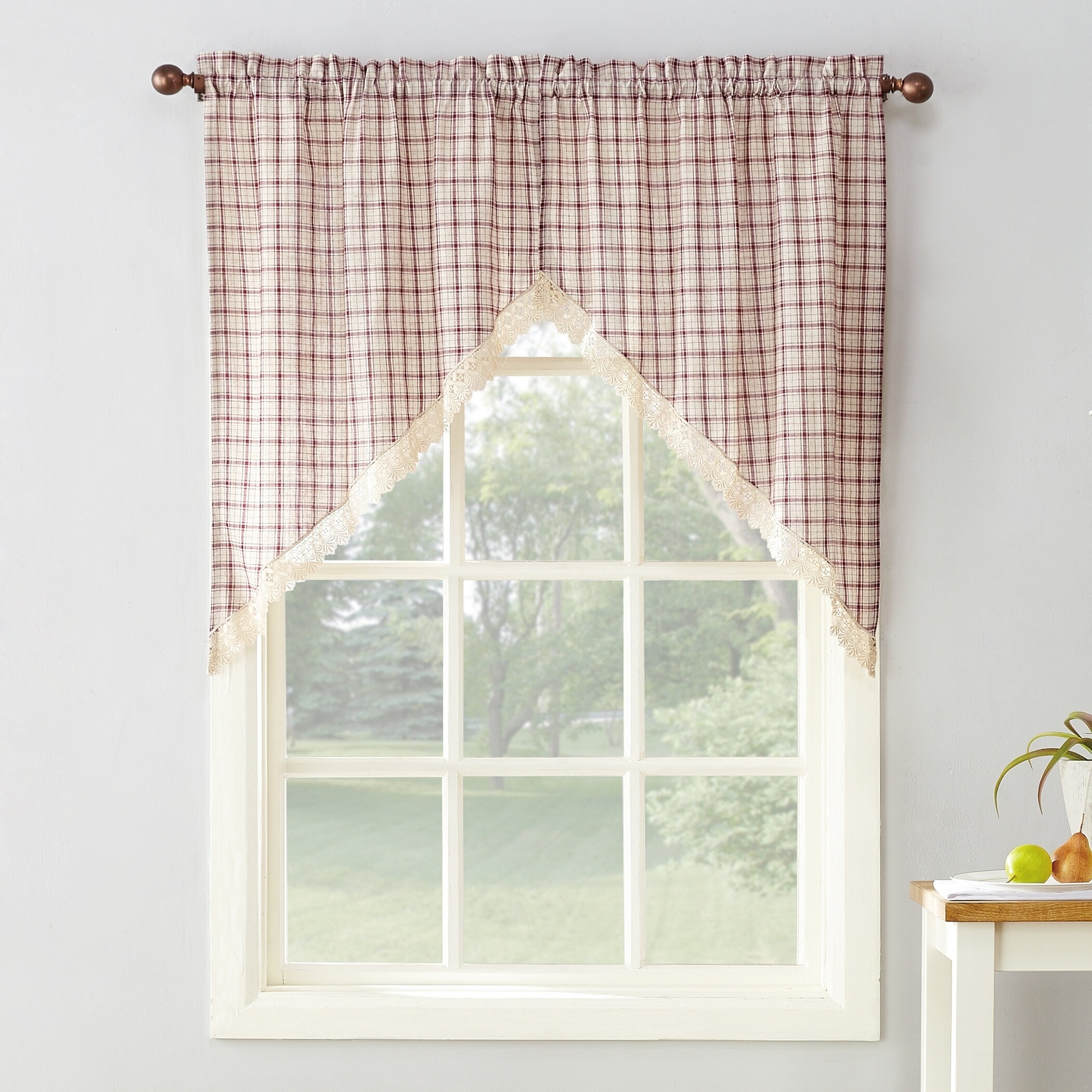 Shop No 918 Maisie Plaid Kitchen Curtain Swags 54x38 Free