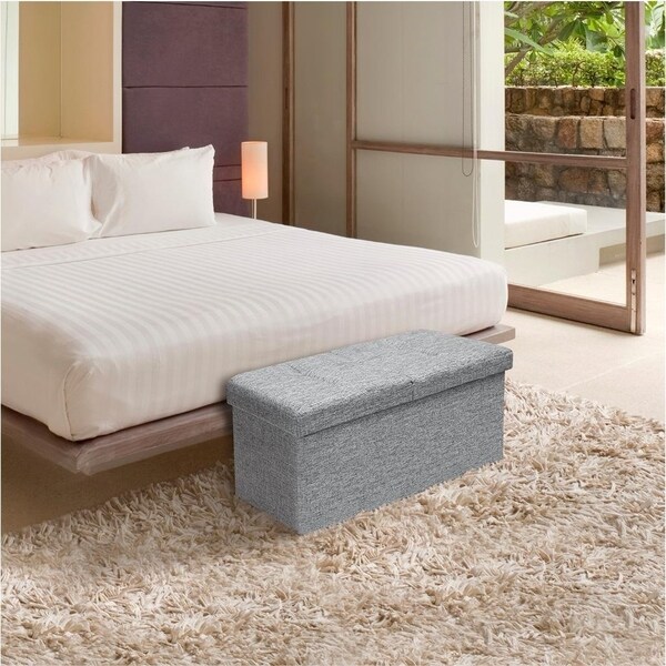 Storage Ottoman Bench 30 inch Smart Lift Top - Light Grey
