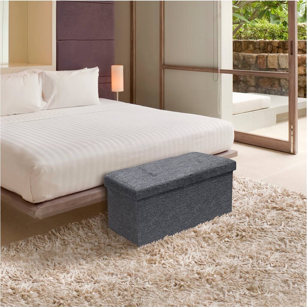 Storage Ottoman Bench 30 Inch Smart Lift Top Dark Grey By Crown Comfort