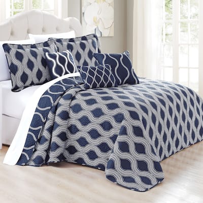 6 Piece Charleston Printed Microfiber Quilts Coverlet Set