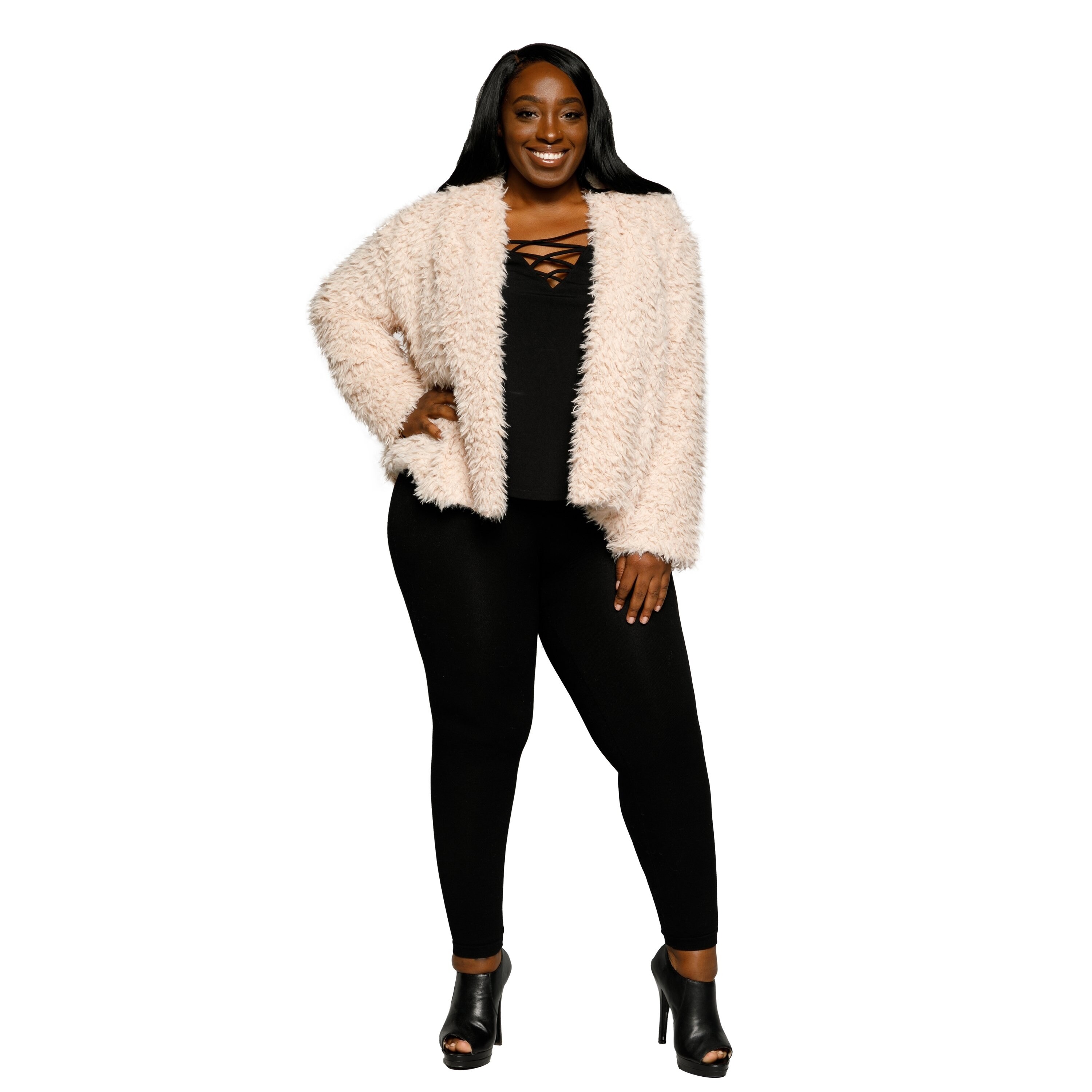 plus size fuzzy coat