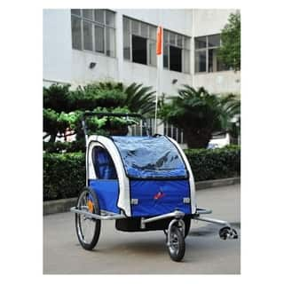 slide 2 of 8, Aosom Elite II 3 in 1 Double Child Baby Bike Trailer and Stroller Blue