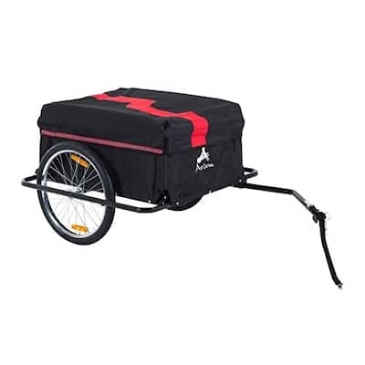 Aosom Bike Cargo Trailer with Removable Cover, Outdoor Hitch Wagon Bicycle Trailer with Two 20in Wheels, Red