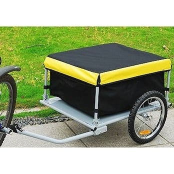 Aosom Bike Cargo Trailer with Removable Cover, Outdoor Hitch Wagon Bicycle Trailer with Two 20in Wheels, Yellow