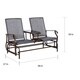 Outsunny Two Person Outdoor Mesh Fabric Patio Double Glider Chair with Center Table - Thumbnail 8