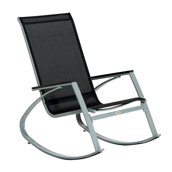 Outsunny Padded Steel Sling Porch Rocker Patio Chair
