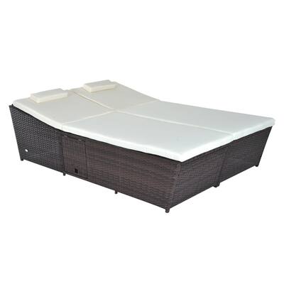 Outsunny Outdoor Rattan Wicker Two Person Daybed with Side Tables