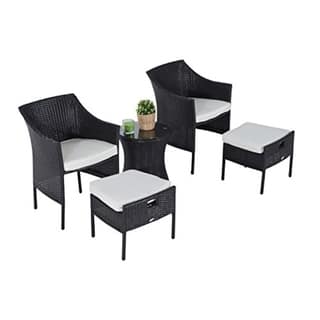 Shop Outsunny Rattan Wicker Outdoor Patio Furniture Leisure Set With Nesting Ottomans Overstock 18013227