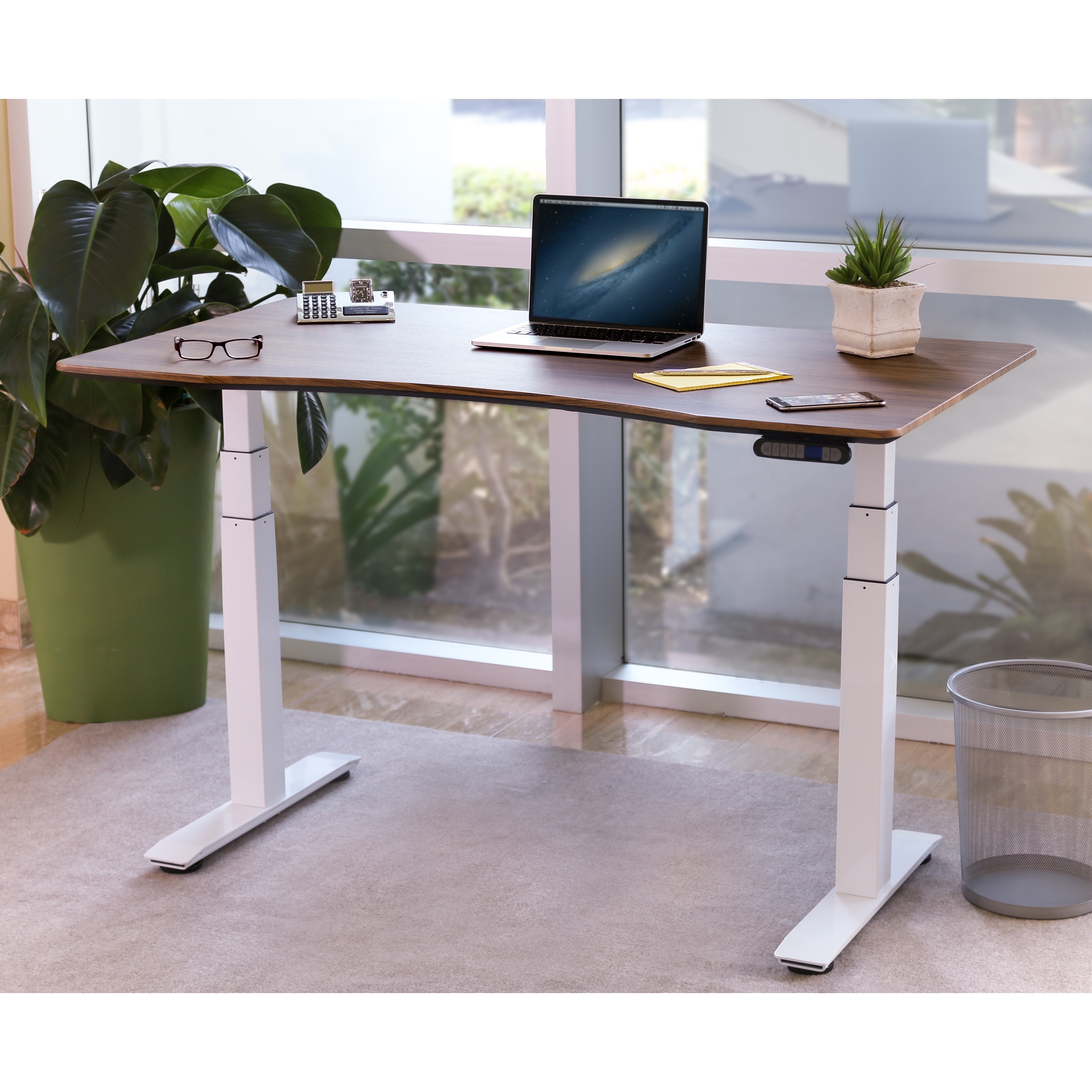 AIRLIFT S3 Electric Standing Desk Frame With 54 in Top, Dual Walnut ...