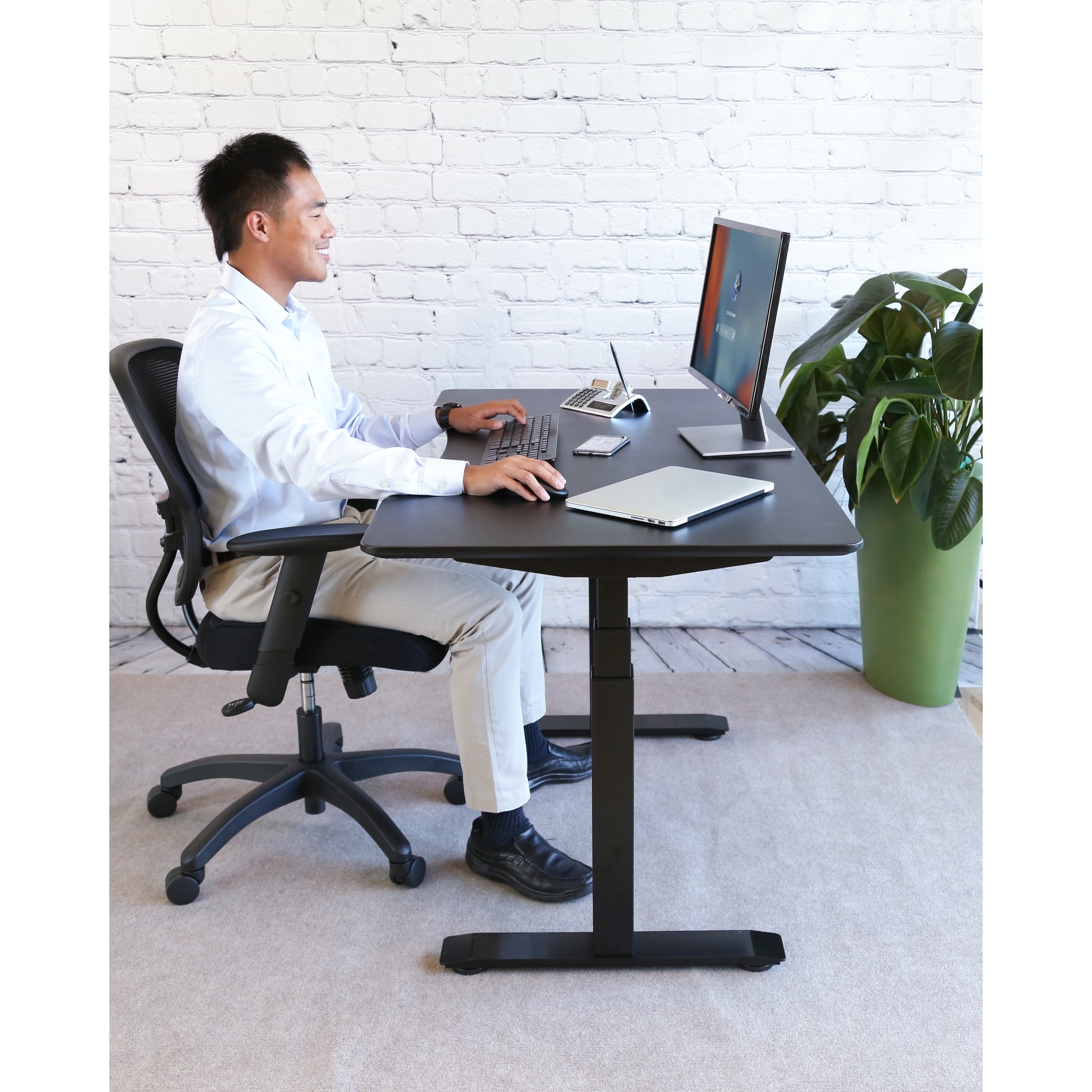 Shop Airlift Black S3 Electric Standing Desk Frame With 54 In Top